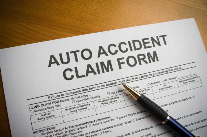 Auto accident claim form