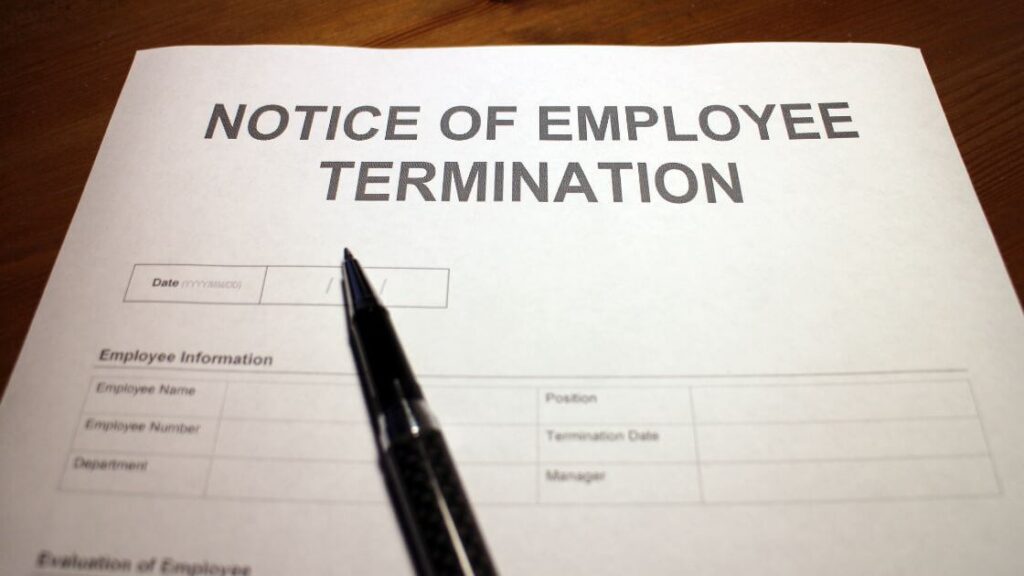 A notice of termination document for negotiating a settlement for wrongful dismissal