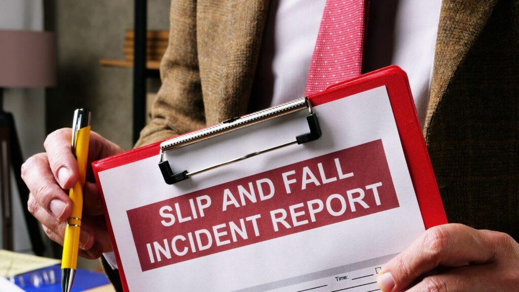 A lawyer helping a person with a personal injury claim after a slip and fall accident