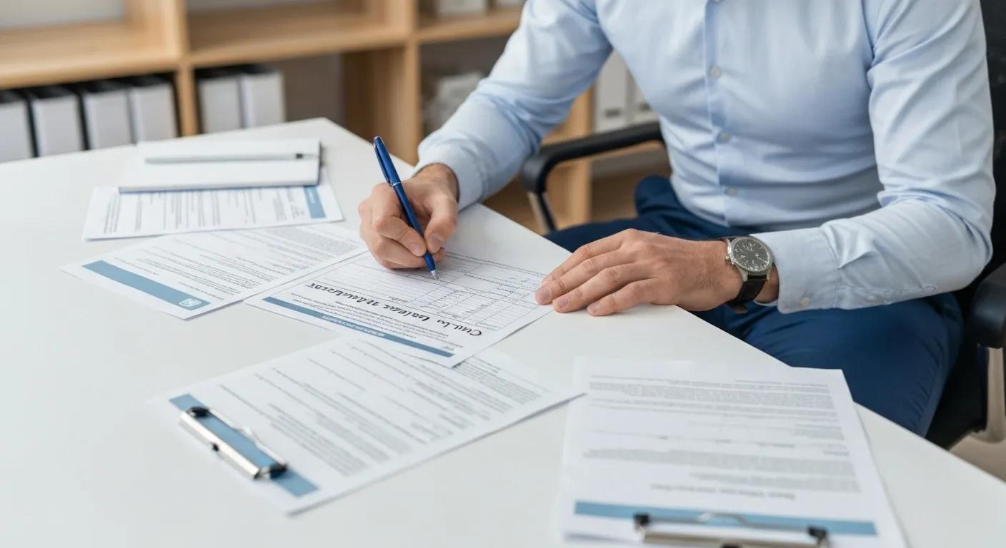 Easy Steps to File a Traffic Accident Claim Successfully 2 Individual completing a traffic accident claim form with medical documents
