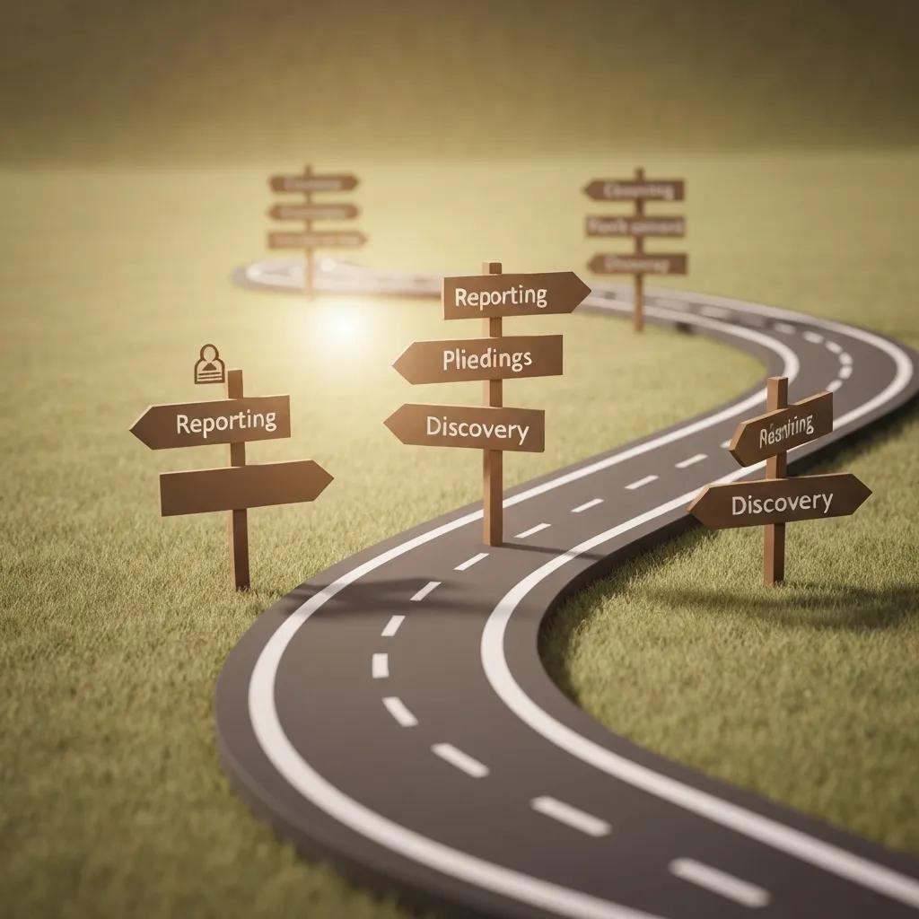 Visual representation of the personal injury court process stages for orthopaedic injuries