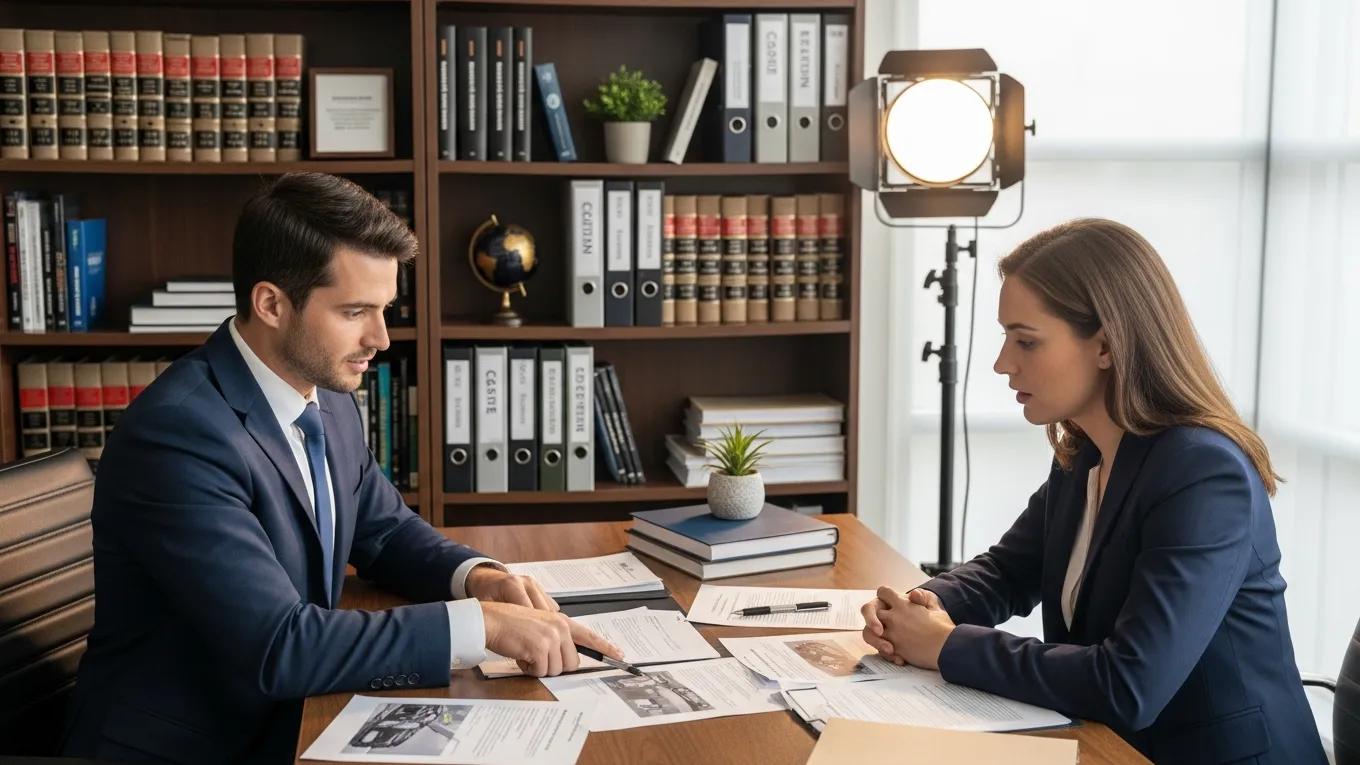 Lawyer advising a client on legal rights after an accident with an uninsured driver